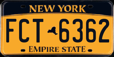 NY license plate FCT6362