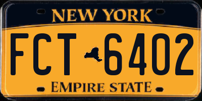 NY license plate FCT6402