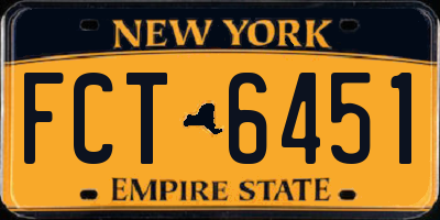 NY license plate FCT6451
