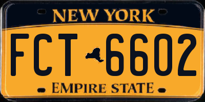 NY license plate FCT6602