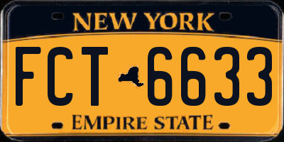 NY license plate FCT6633