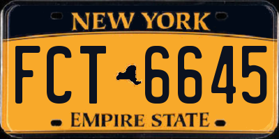 NY license plate FCT6645