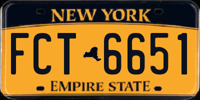NY license plate FCT6651