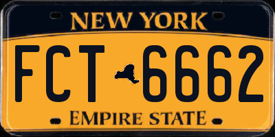 NY license plate FCT6662