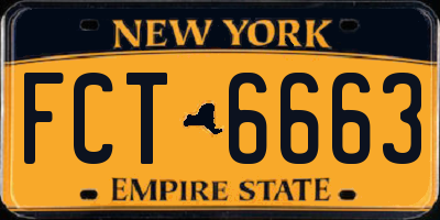 NY license plate FCT6663