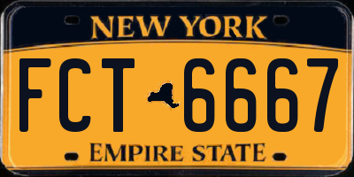 NY license plate FCT6667