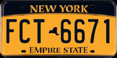 NY license plate FCT6671