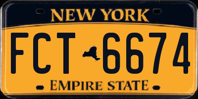 NY license plate FCT6674