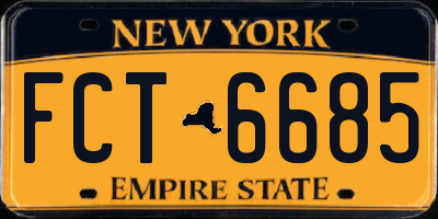NY license plate FCT6685