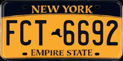 NY license plate FCT6692