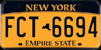 NY license plate FCT6694