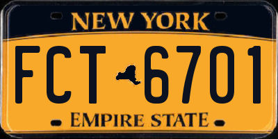 NY license plate FCT6701