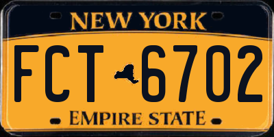 NY license plate FCT6702