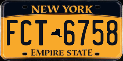 NY license plate FCT6758