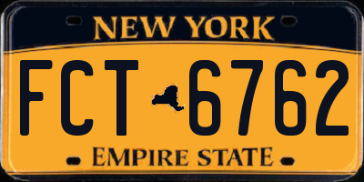 NY license plate FCT6762