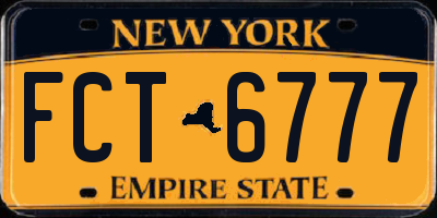 NY license plate FCT6777