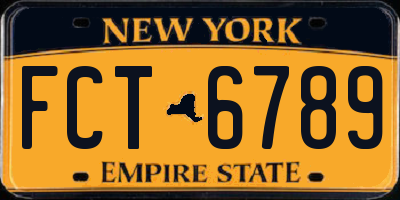 NY license plate FCT6789