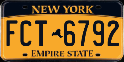 NY license plate FCT6792