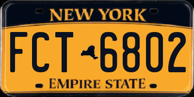 NY license plate FCT6802