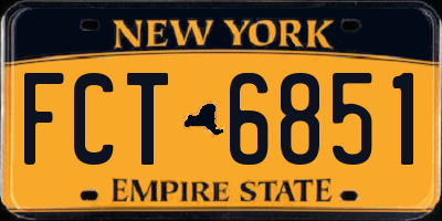 NY license plate FCT6851