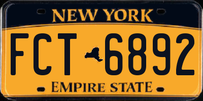 NY license plate FCT6892