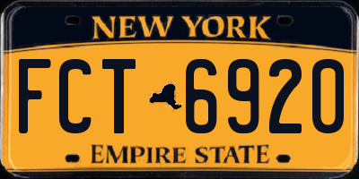 NY license plate FCT6920