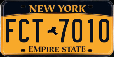 NY license plate FCT7010