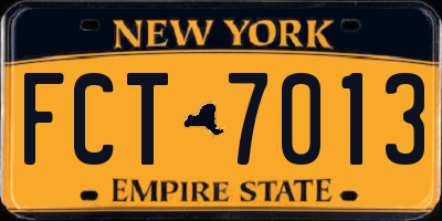 NY license plate FCT7013