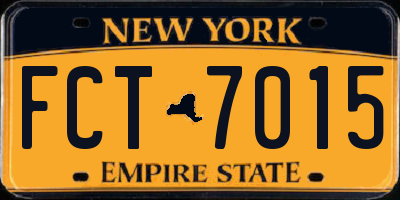 NY license plate FCT7015
