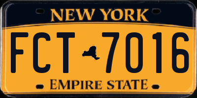 NY license plate FCT7016