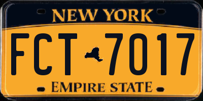 NY license plate FCT7017