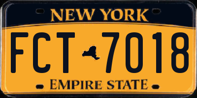 NY license plate FCT7018