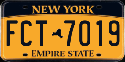 NY license plate FCT7019