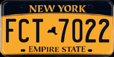 NY license plate FCT7022