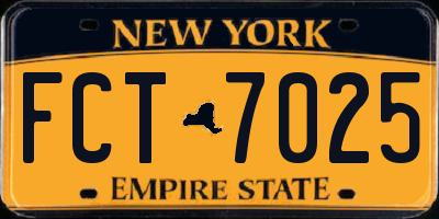 NY license plate FCT7025