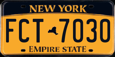 NY license plate FCT7030