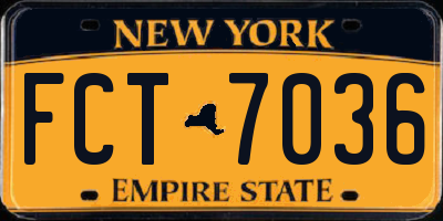 NY license plate FCT7036