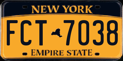 NY license plate FCT7038