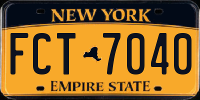 NY license plate FCT7040