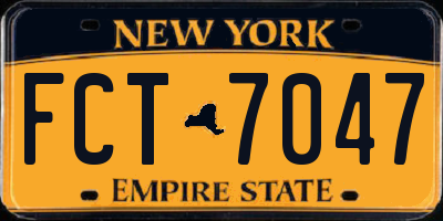 NY license plate FCT7047