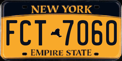 NY license plate FCT7060