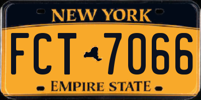 NY license plate FCT7066