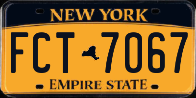 NY license plate FCT7067