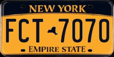 NY license plate FCT7070
