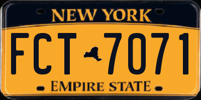 NY license plate FCT7071