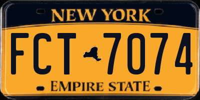 NY license plate FCT7074