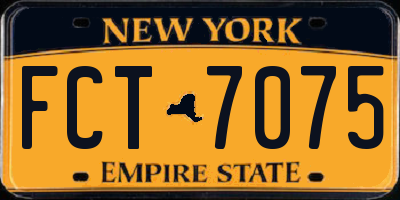 NY license plate FCT7075