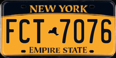 NY license plate FCT7076