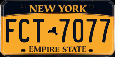 NY license plate FCT7077