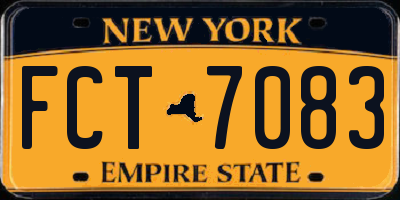 NY license plate FCT7083